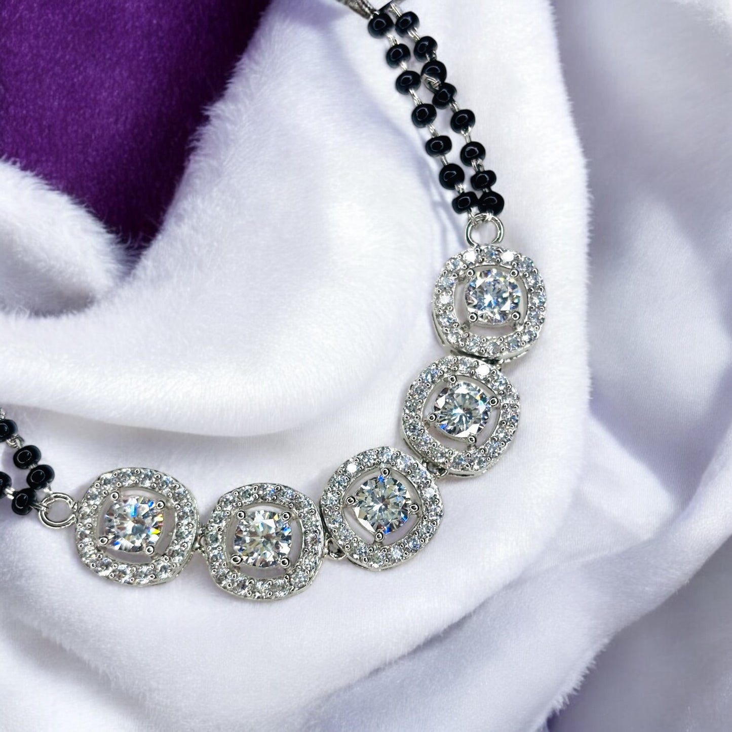 Cluster of solitaire silver Mangalsutra bracelet