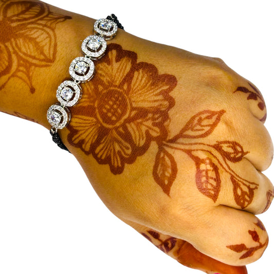 Cluster of solitaire silver Mangalsutra bracelet