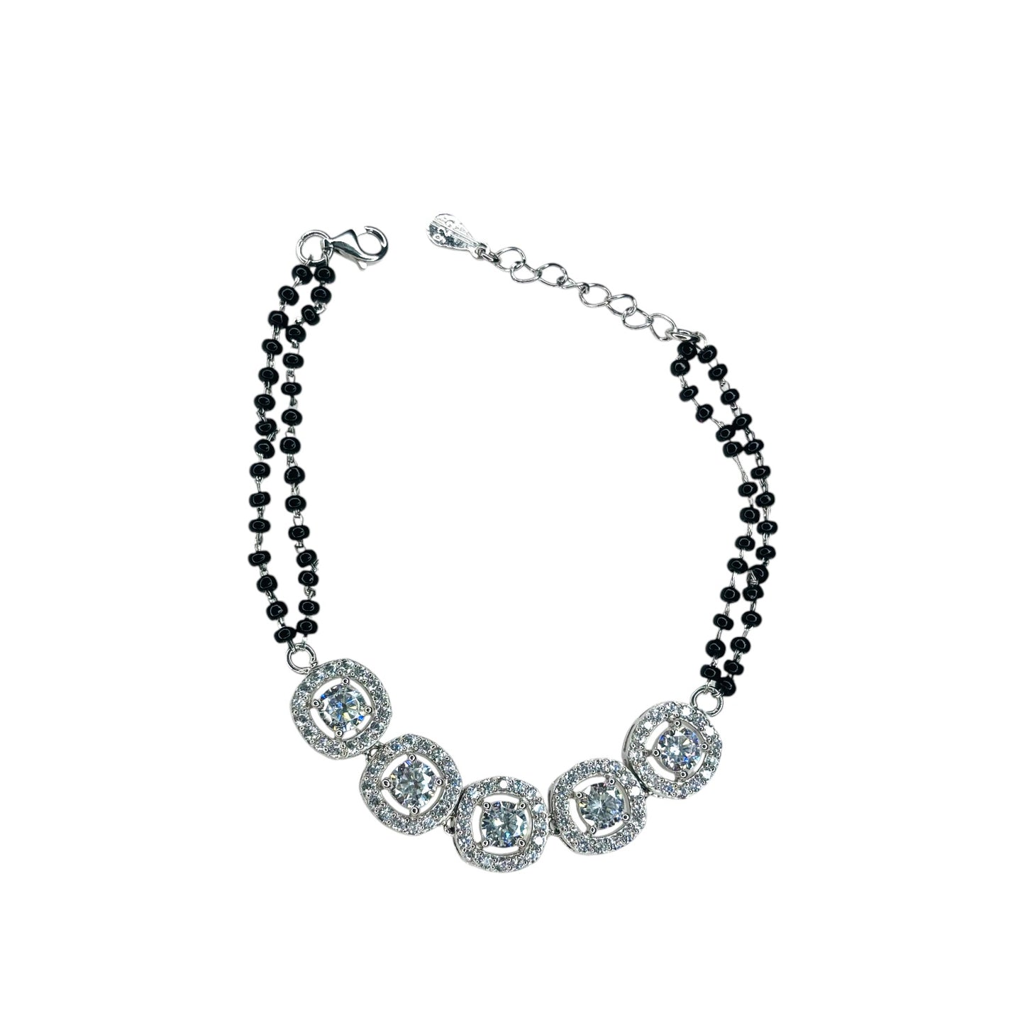 Cluster of solitaire silver Mangalsutra bracelet