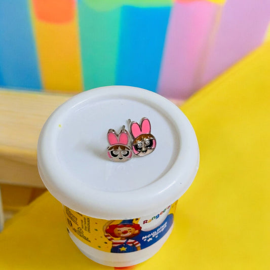 Colorful Bunny Kids Silver Earring