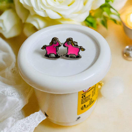 Colorful Horse Kids Silver Earring