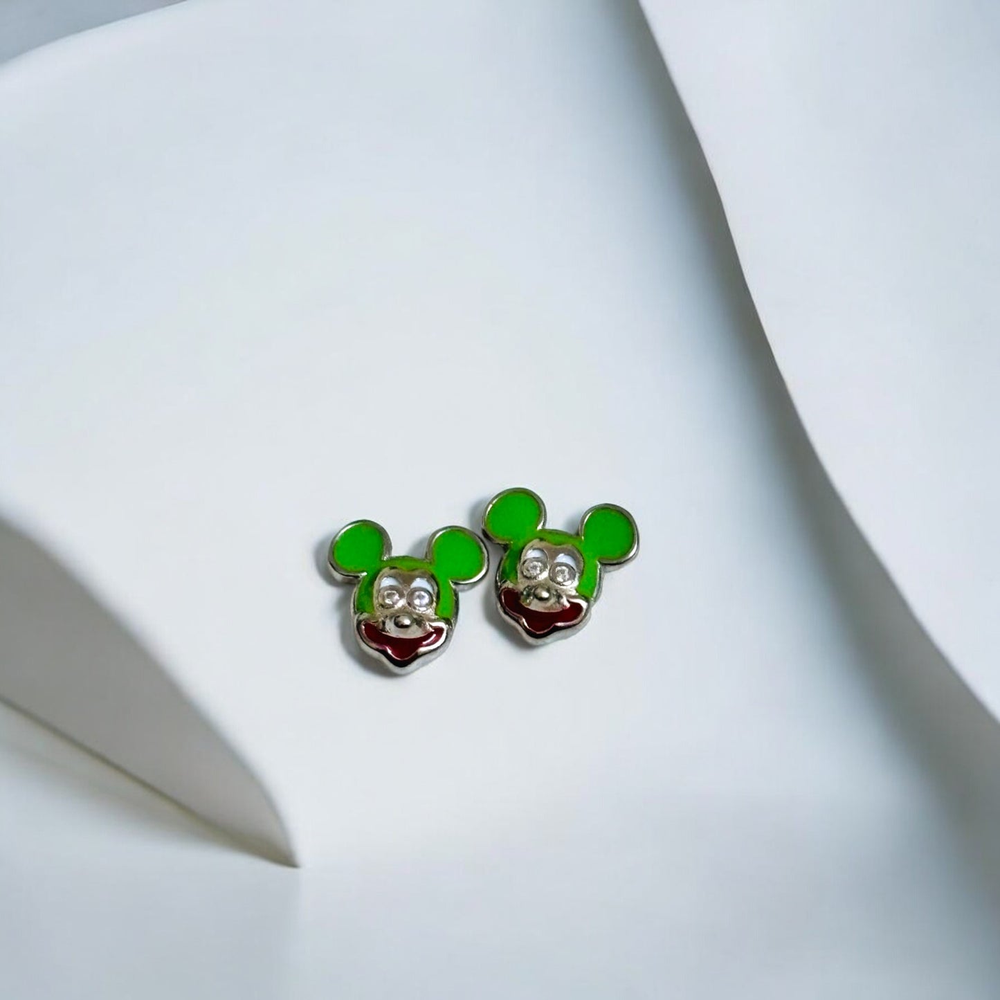 Colorful Mickey Kids Silver Earring