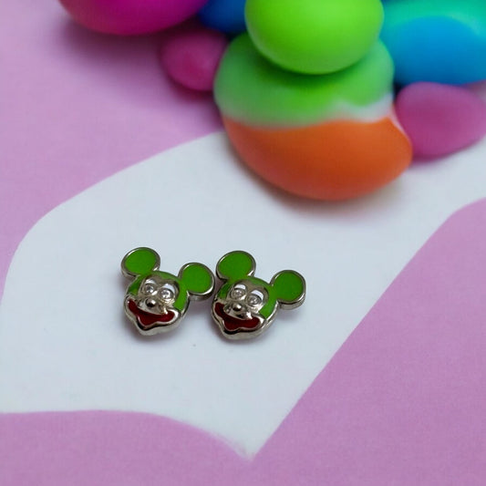 Colorful Mickey Kids Silver Earring