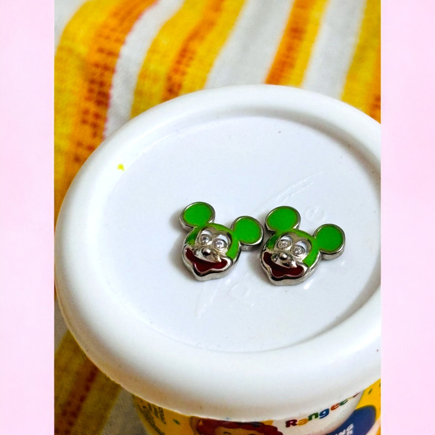 Colorful Mickey Kids Silver Earring