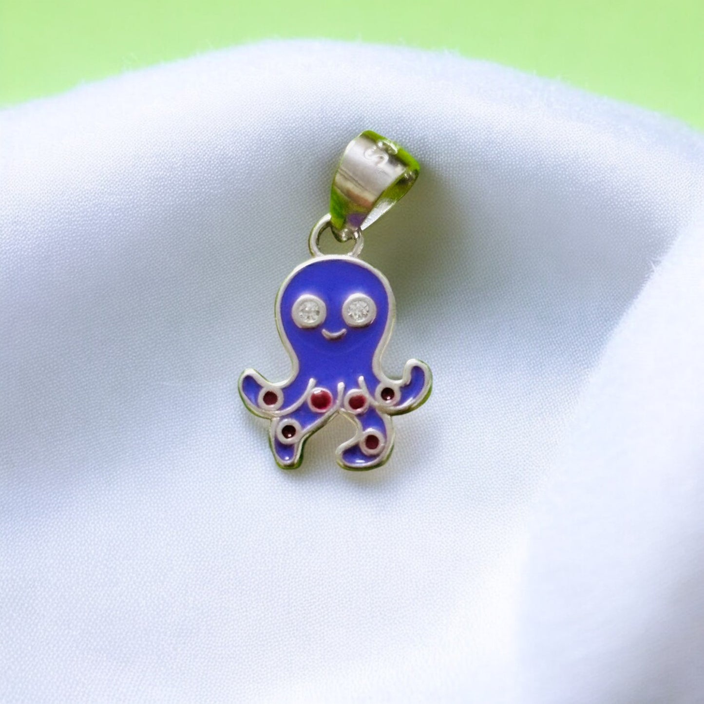 Colorful Octopus Kids Silver Pendent