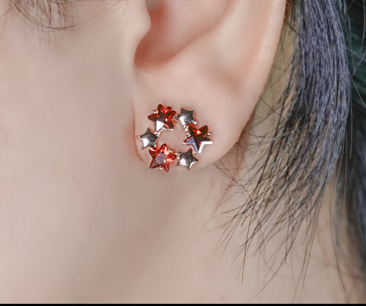 Colorful Star Rose gold 925 Silver Earring