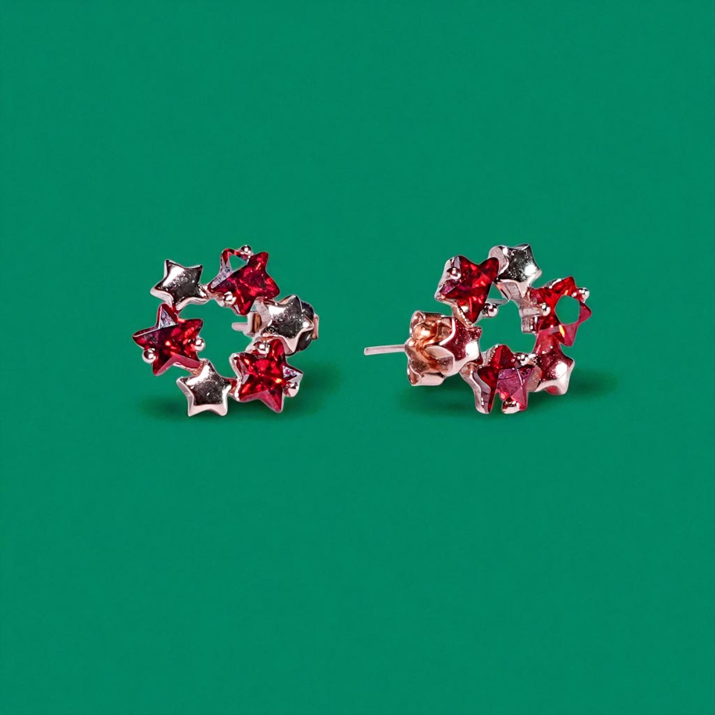 Colorful Star Rose gold 925 Silver Earring