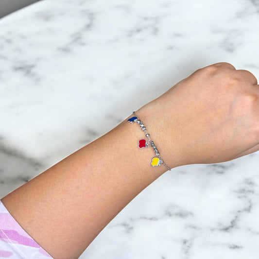 Colorful apple charm minimal bracelet