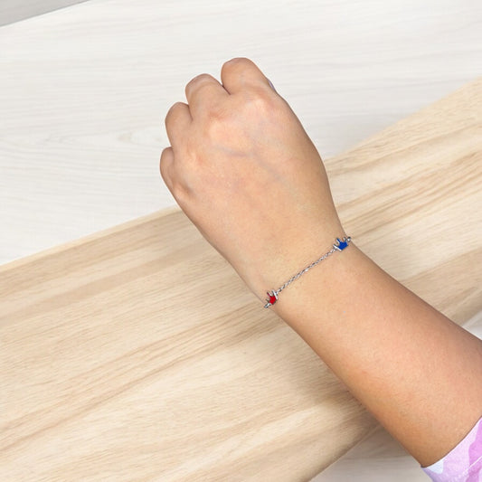 Colorful crown charm minimal bracelet