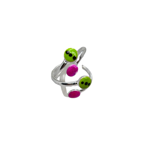 Colourful enamel front open toe ring