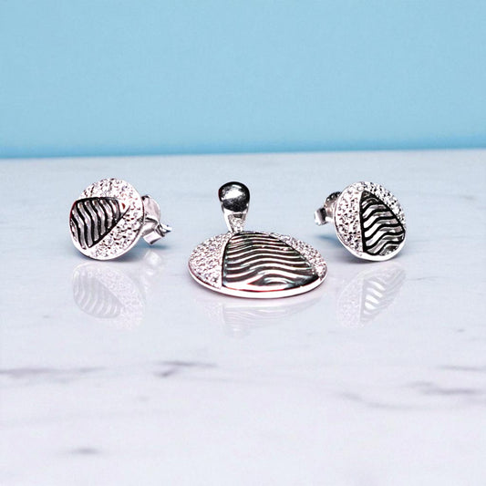 Contemporay Silver Pendant Set