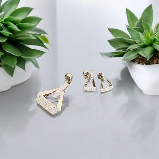 Cross Boat CZ Pendant Set