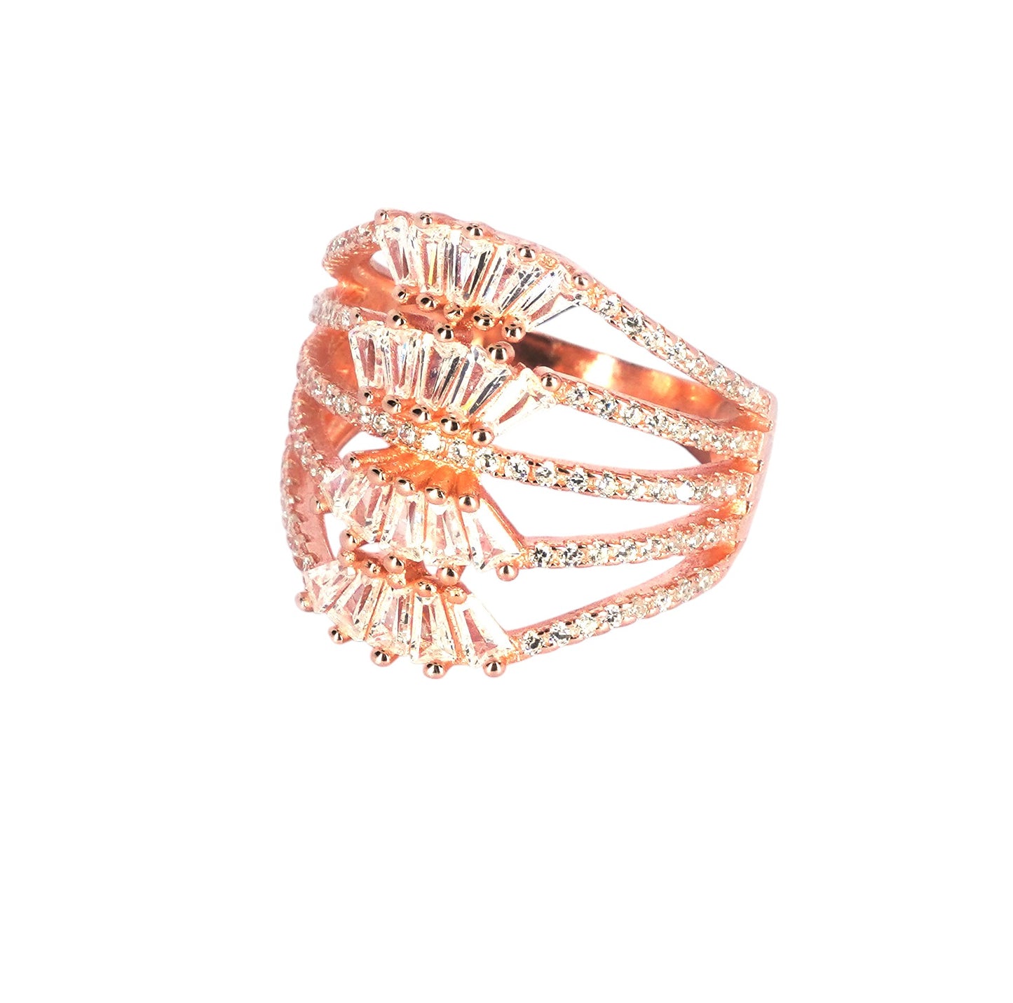 Crystal Crown Rose Gold Cocktail Ring