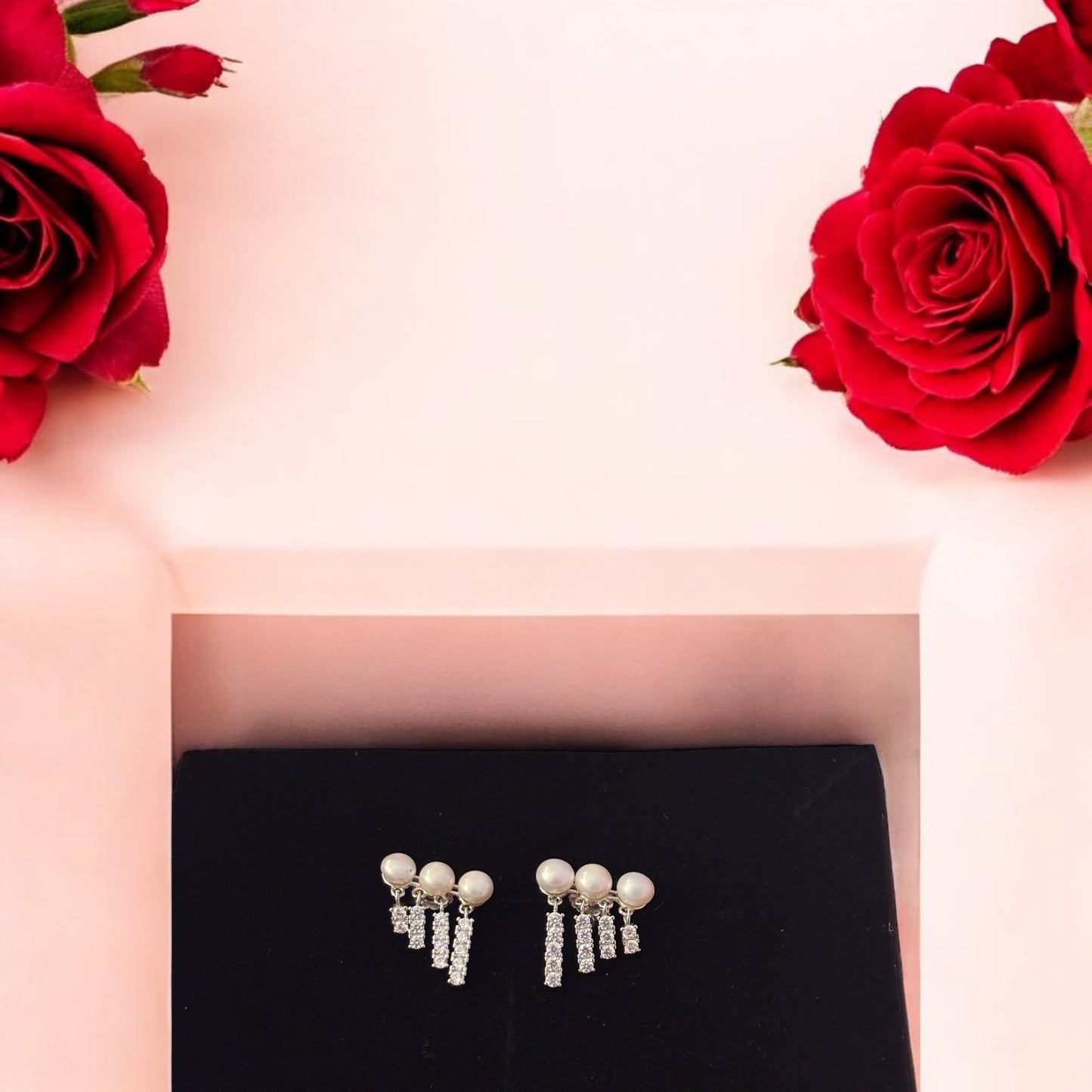 Cute pearl dangling 925 silver earring