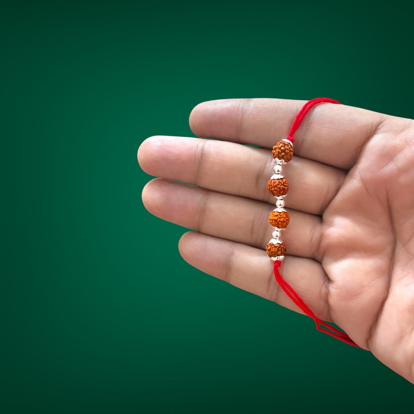 Rudraksh and silver beads Rakhi