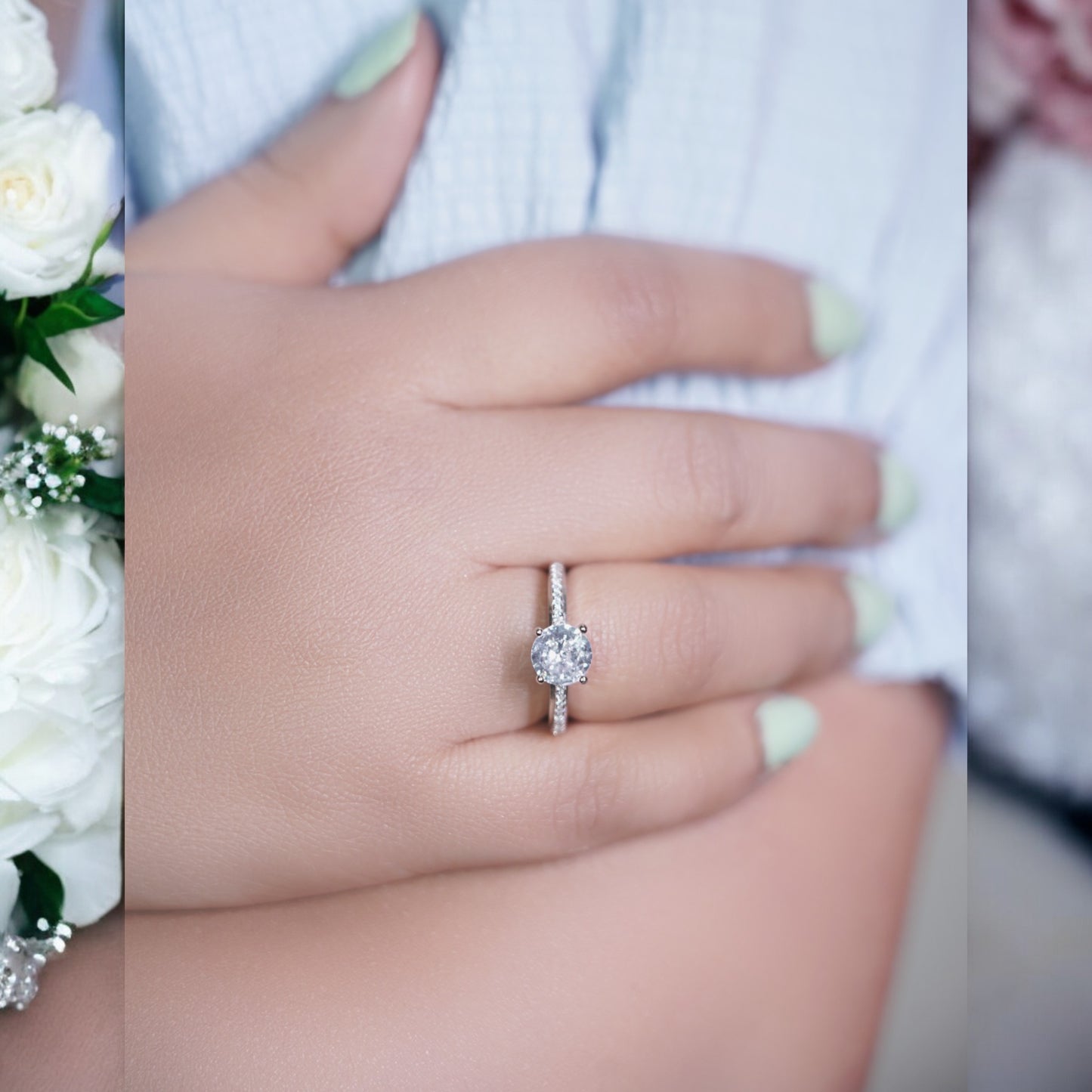 Majestic Solitaire Silver Engagement Ring