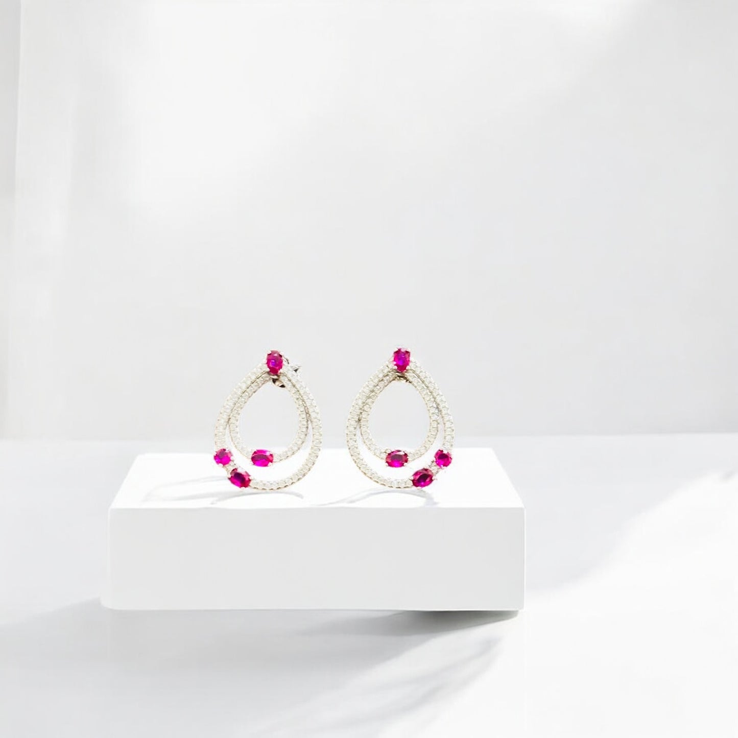 Dangling Teardrop with ruby stone earring