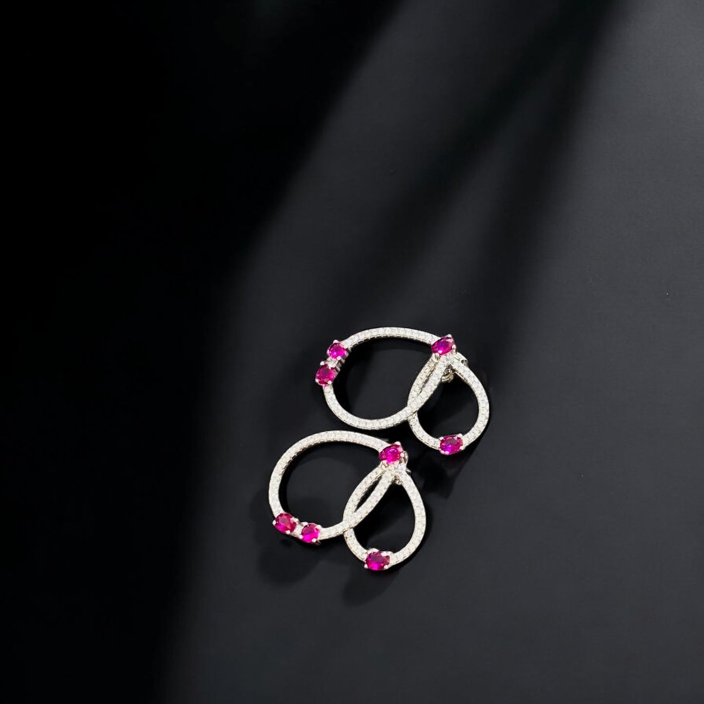 Dangling Teardrop with ruby stone earring