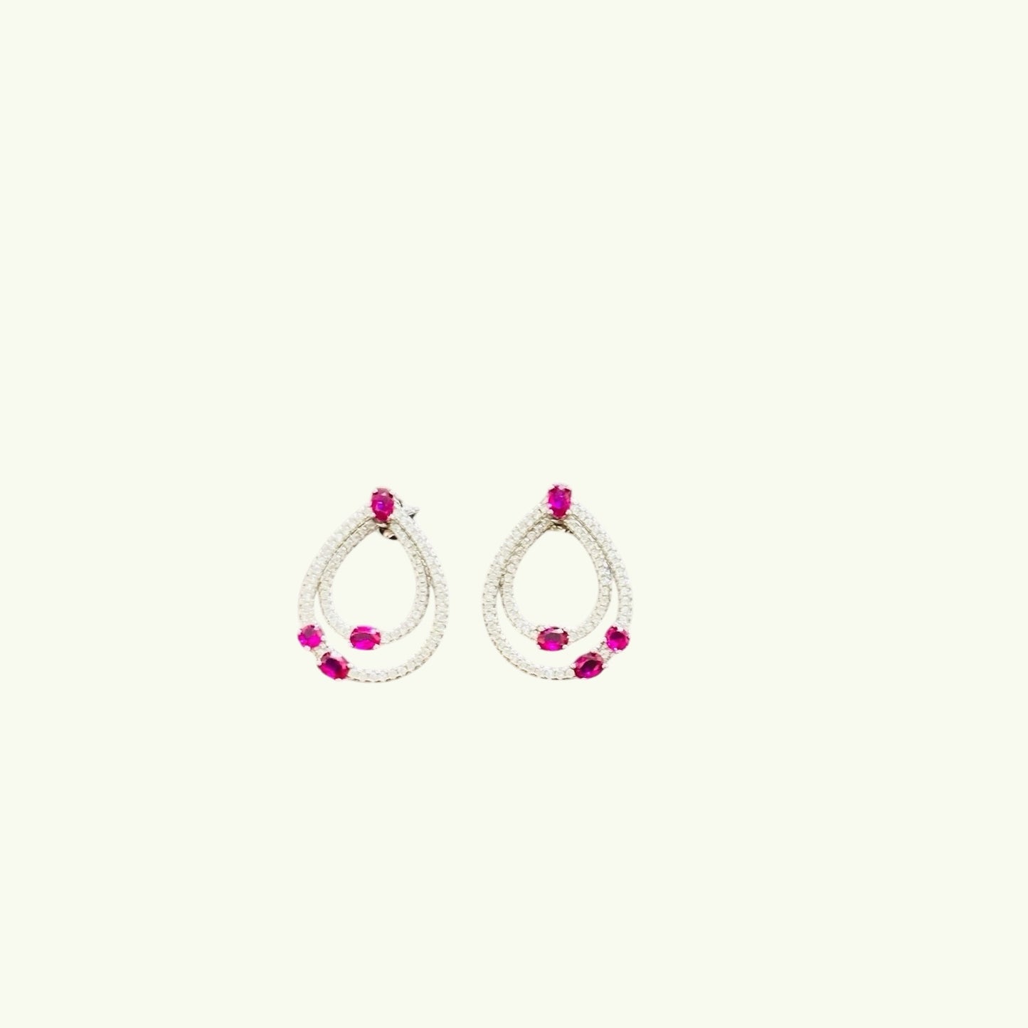 Dangling Teardrop with ruby stone earring
