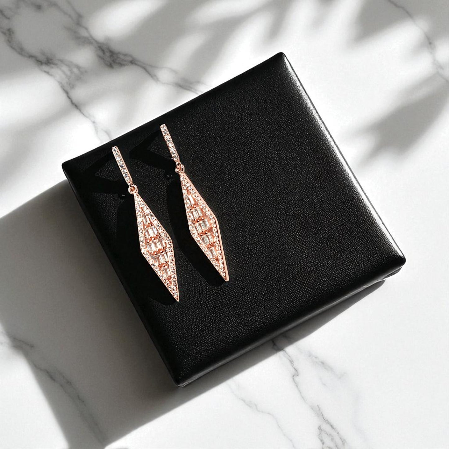 Diamond Rose Gold Drop Earring