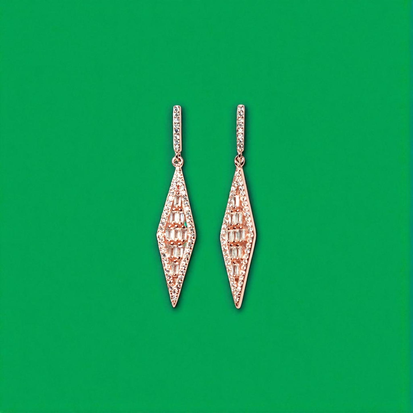 Diamond Rose Gold Drop Earring