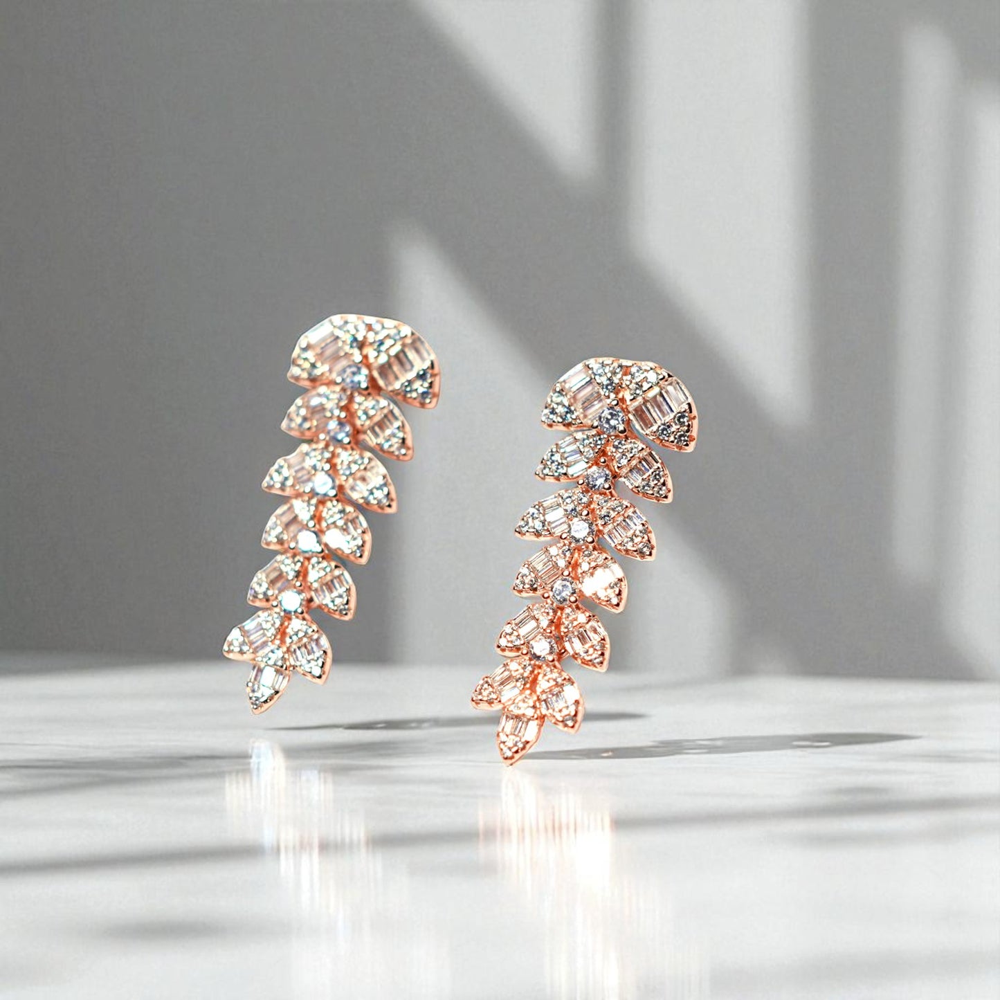 Cluster of petals Rose gold earring