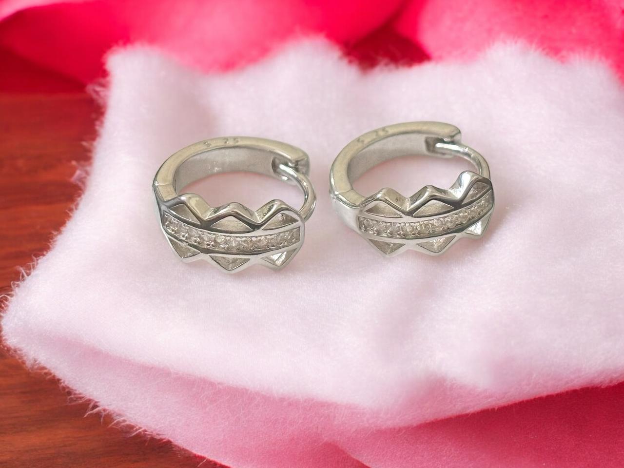 Trendy Hoop CZ Tik Tok Silver Earring