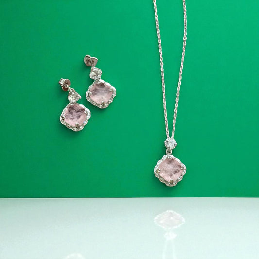 Dusky Rose 925 Silver Pendant set