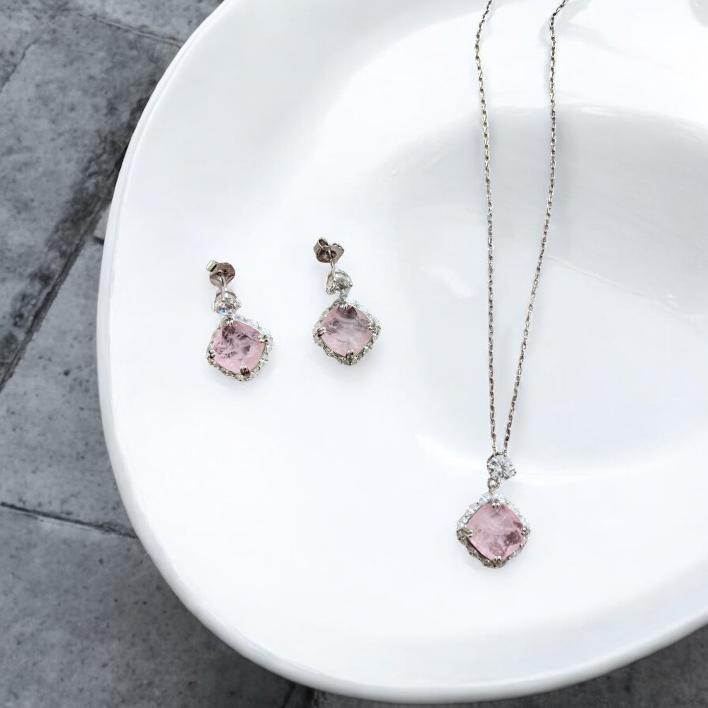 Dusky Rose 925 Silver Pendant set