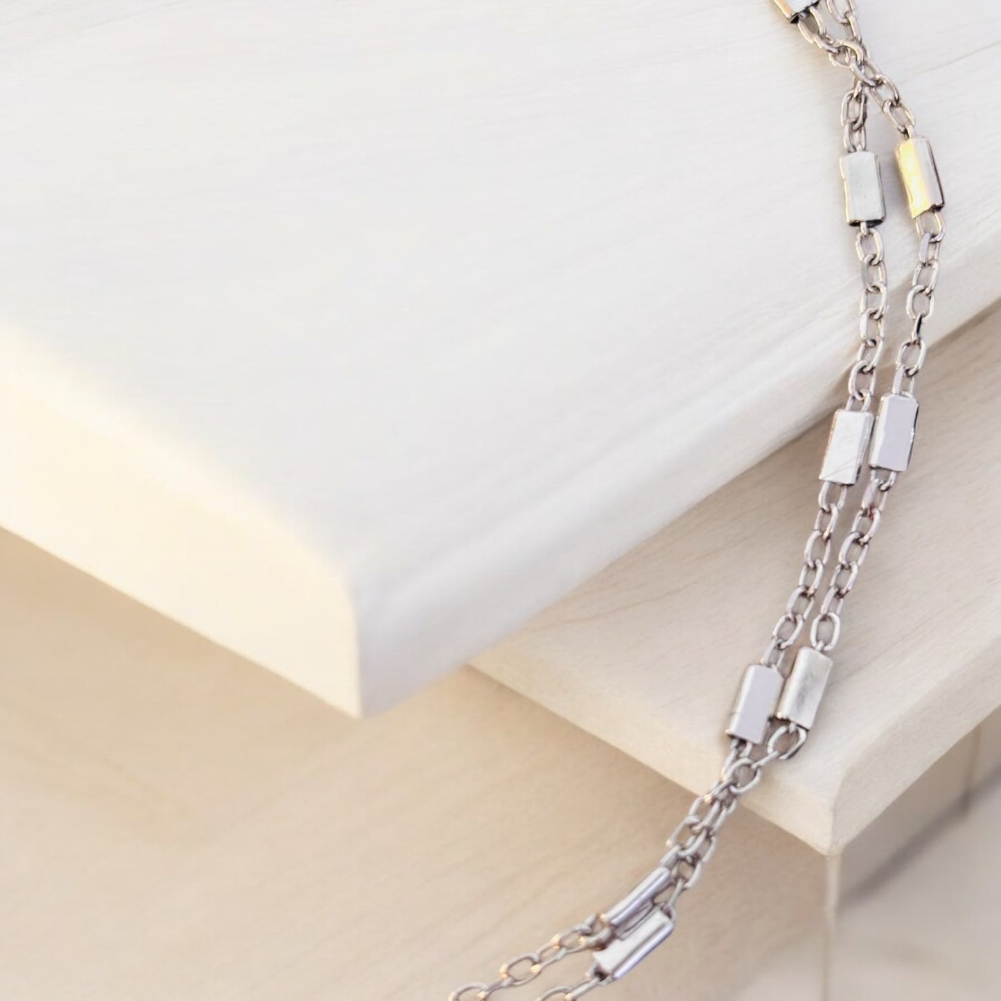 Dual string Rhodium chain 925 silver anklets