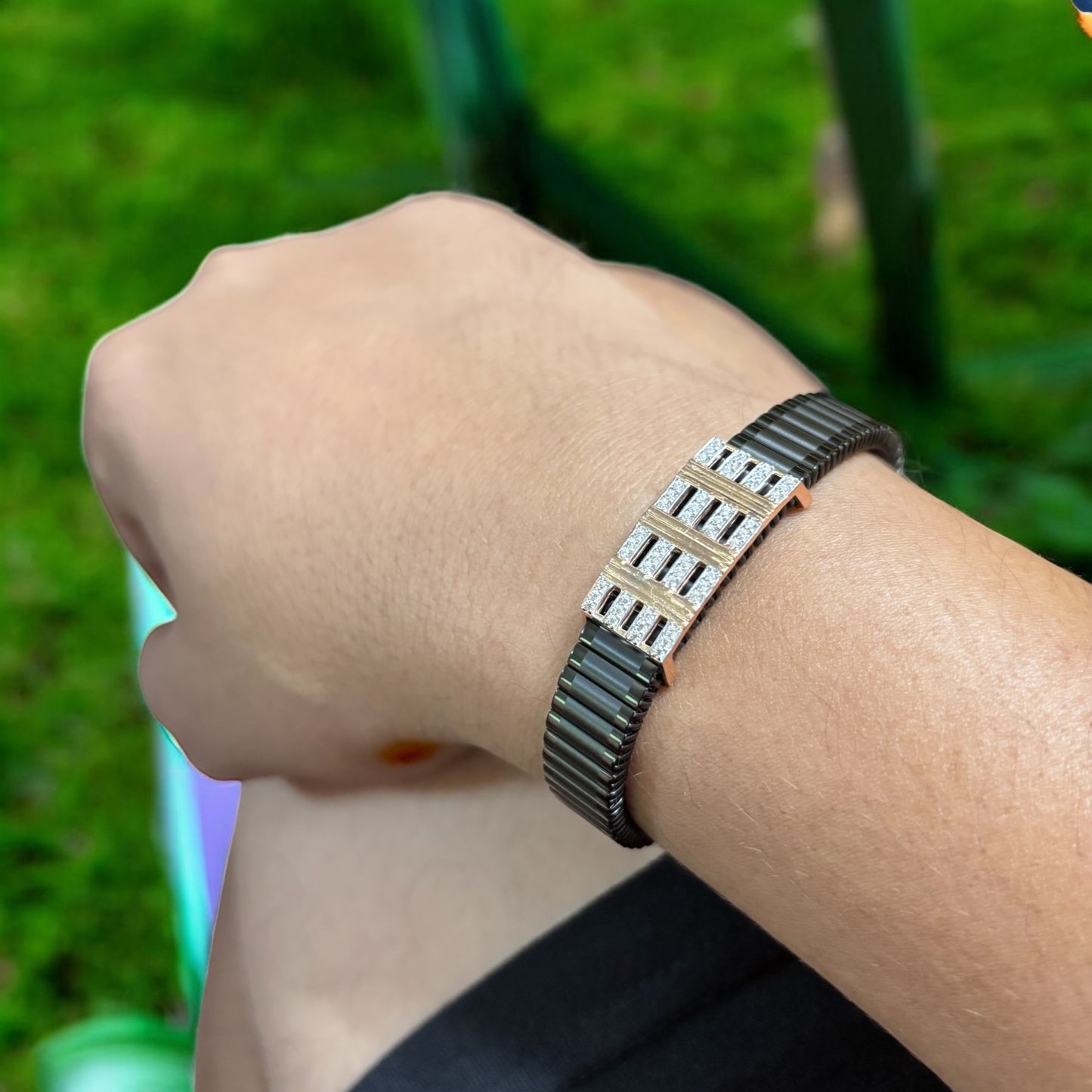 Rose gold Designer Rolex Men Silver Bracelet
