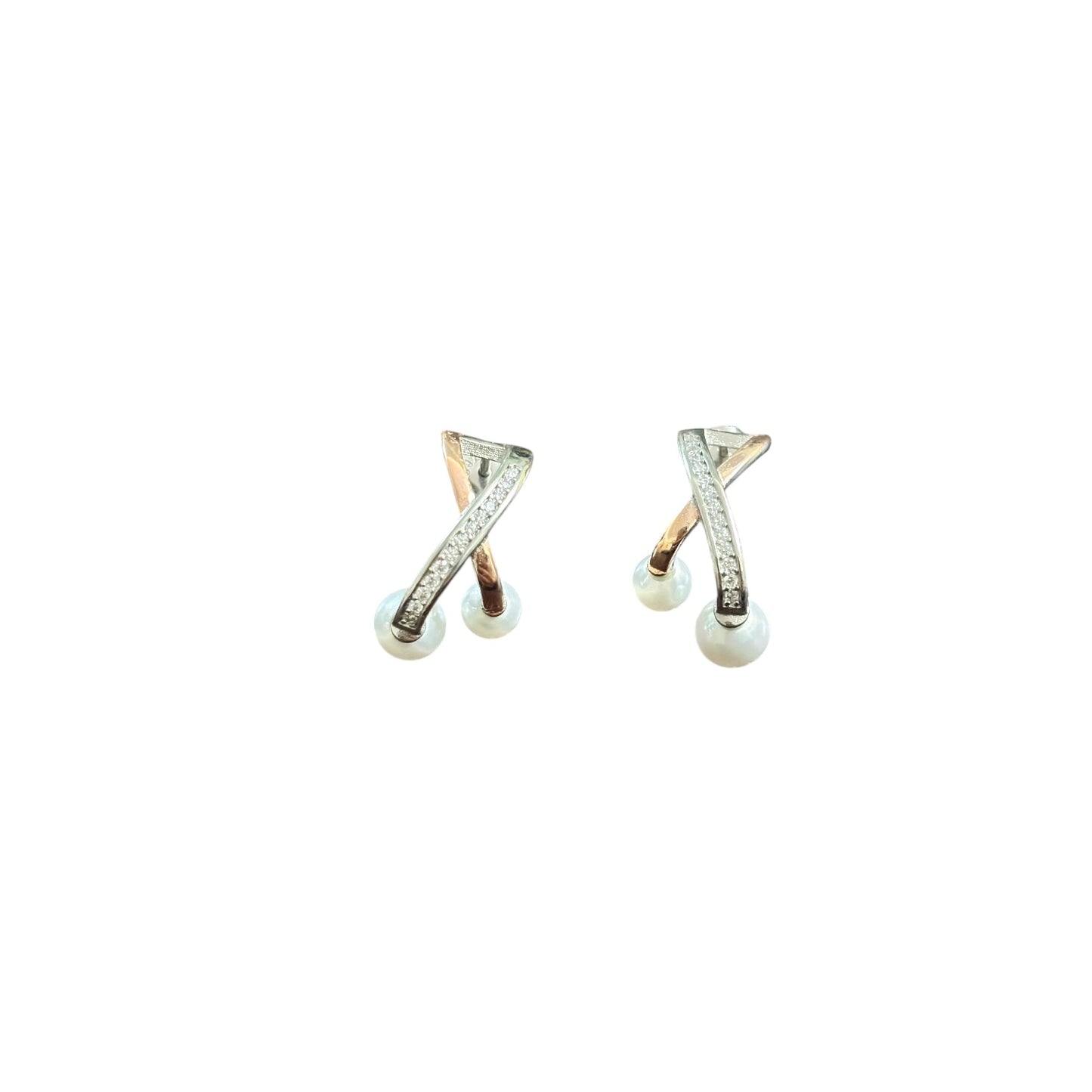 Pair of earrings with X-shaped design on a white background