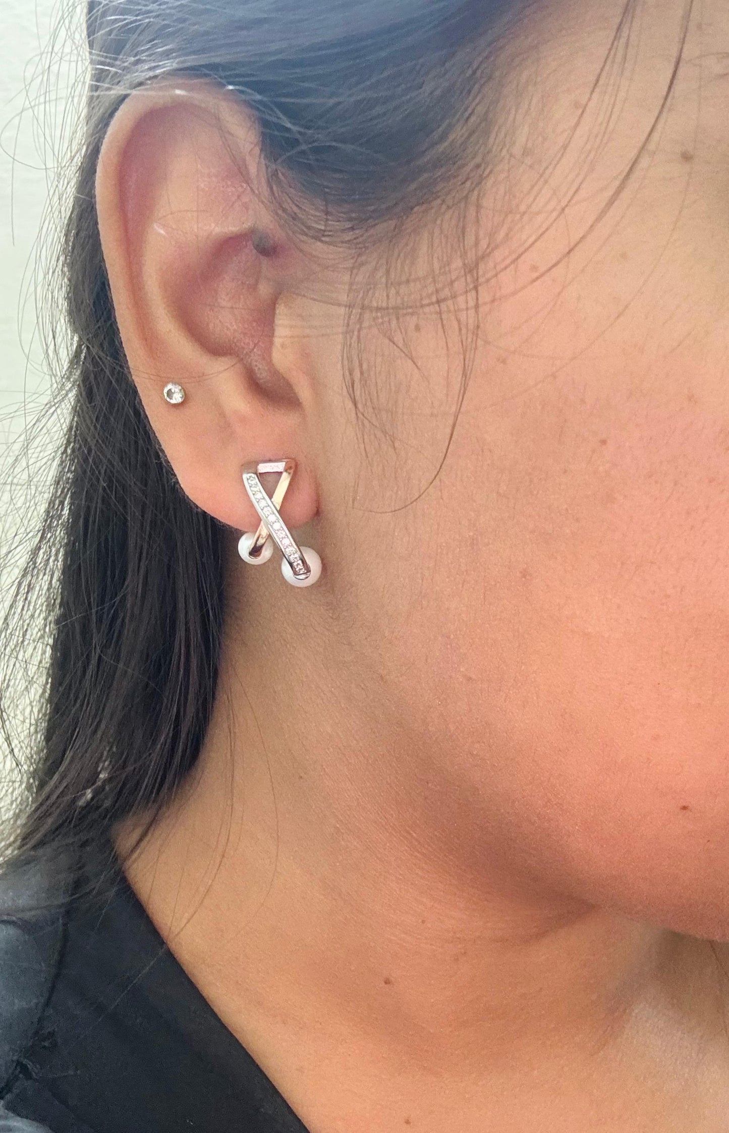 Elegant Pearl Rose gold Earrings