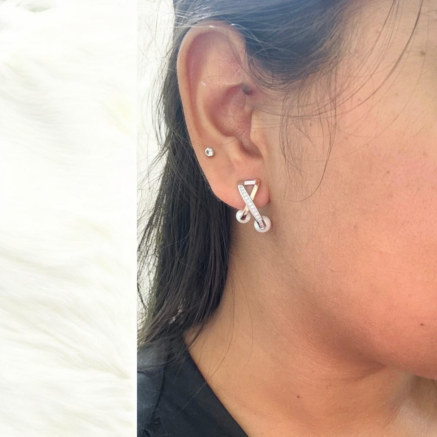 Elegant Pearl Rose gold Earrings