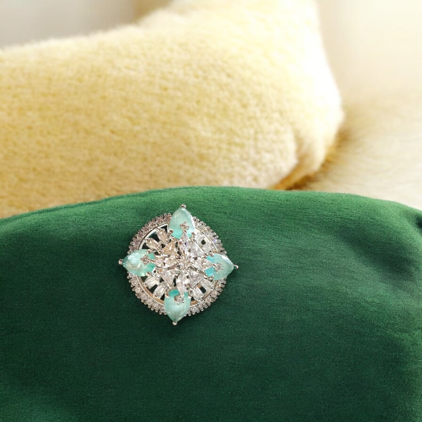 Elegant Sapphire Stone Cocktail Adjustable Ring