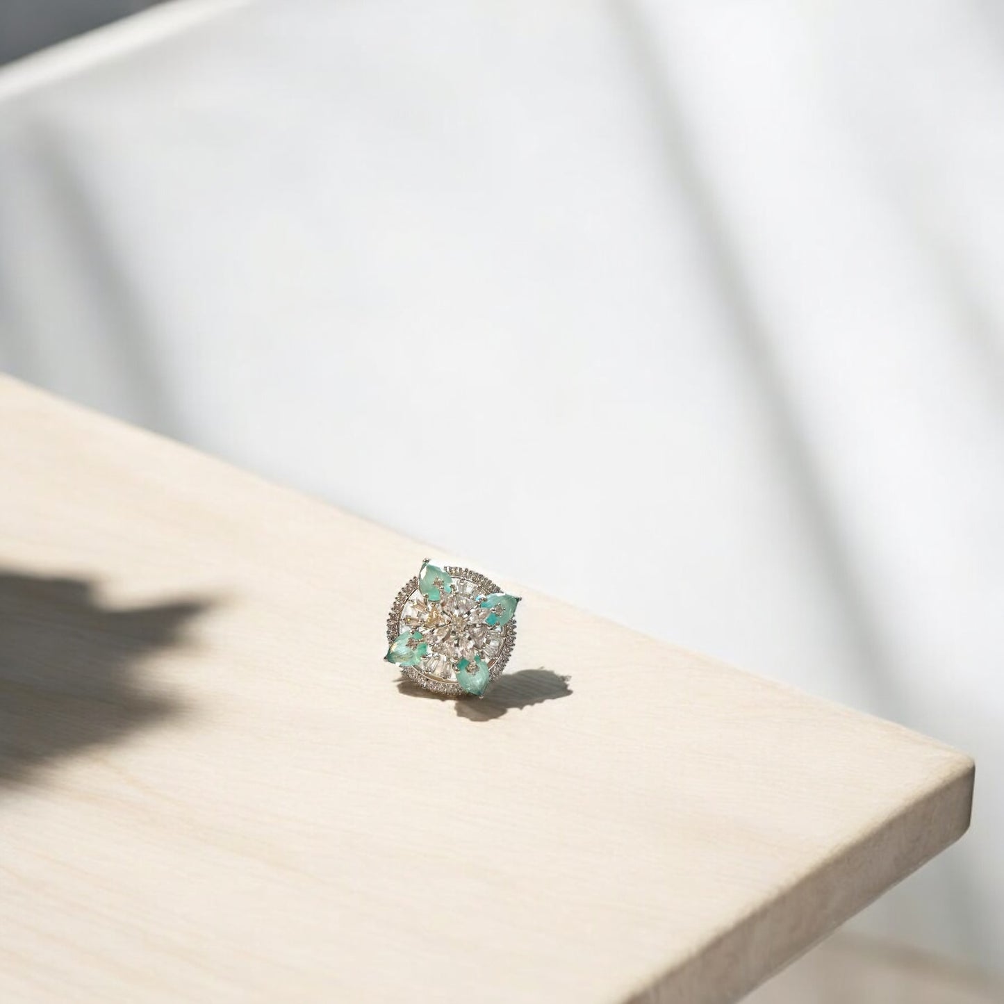 Elegant Sapphire Stone Cocktail Adjustable Ring