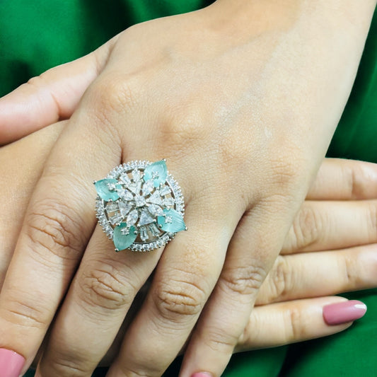 Elegant Sapphire Stone Cocktail Adjustable Ring