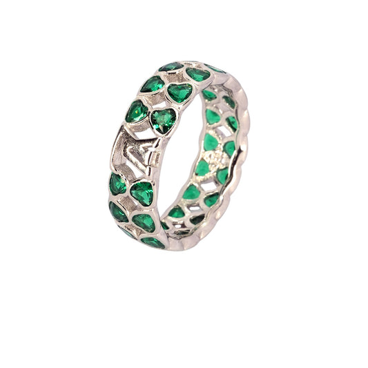 Emerald Studded Silver Band