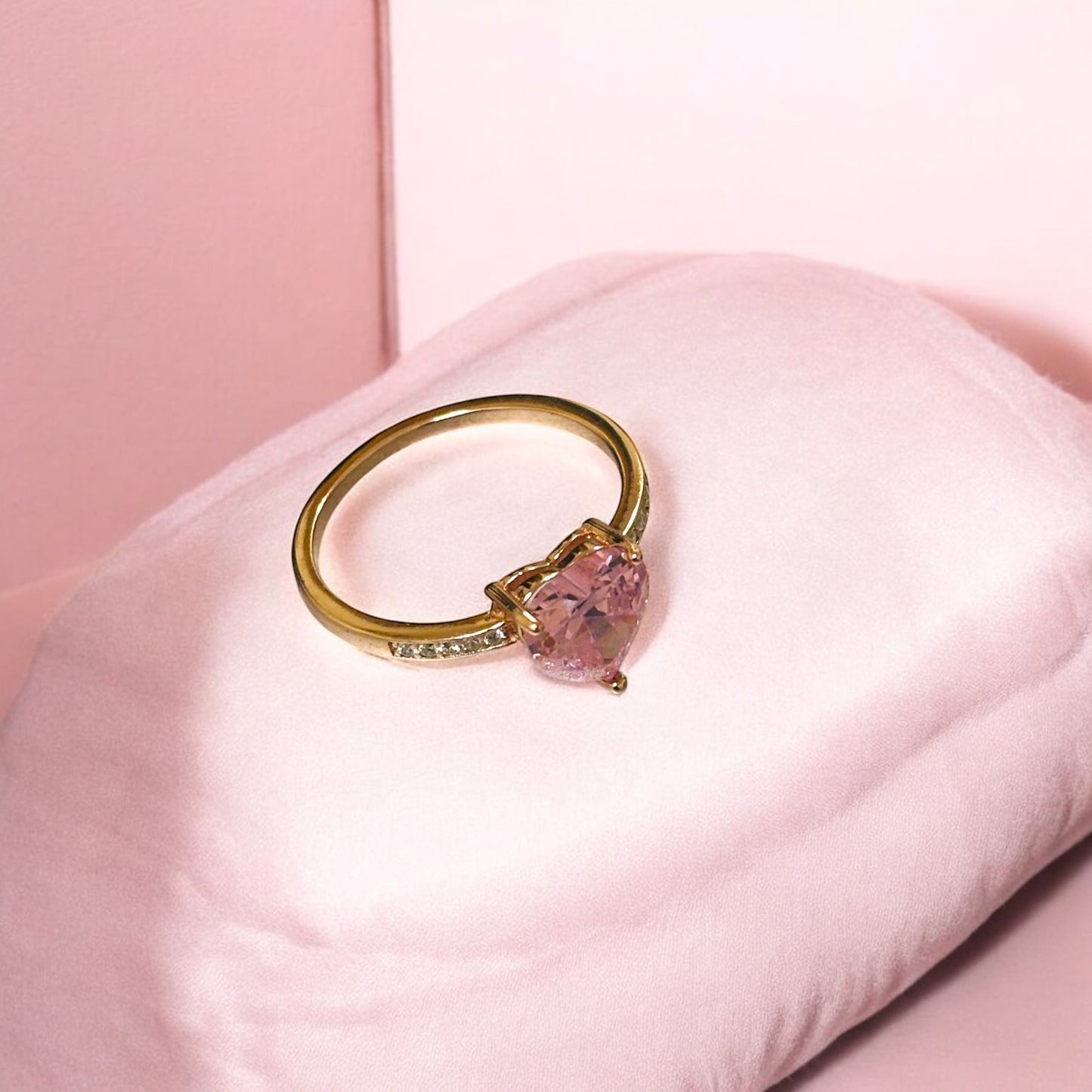 Empress pink heart Gold plated Silver ring
