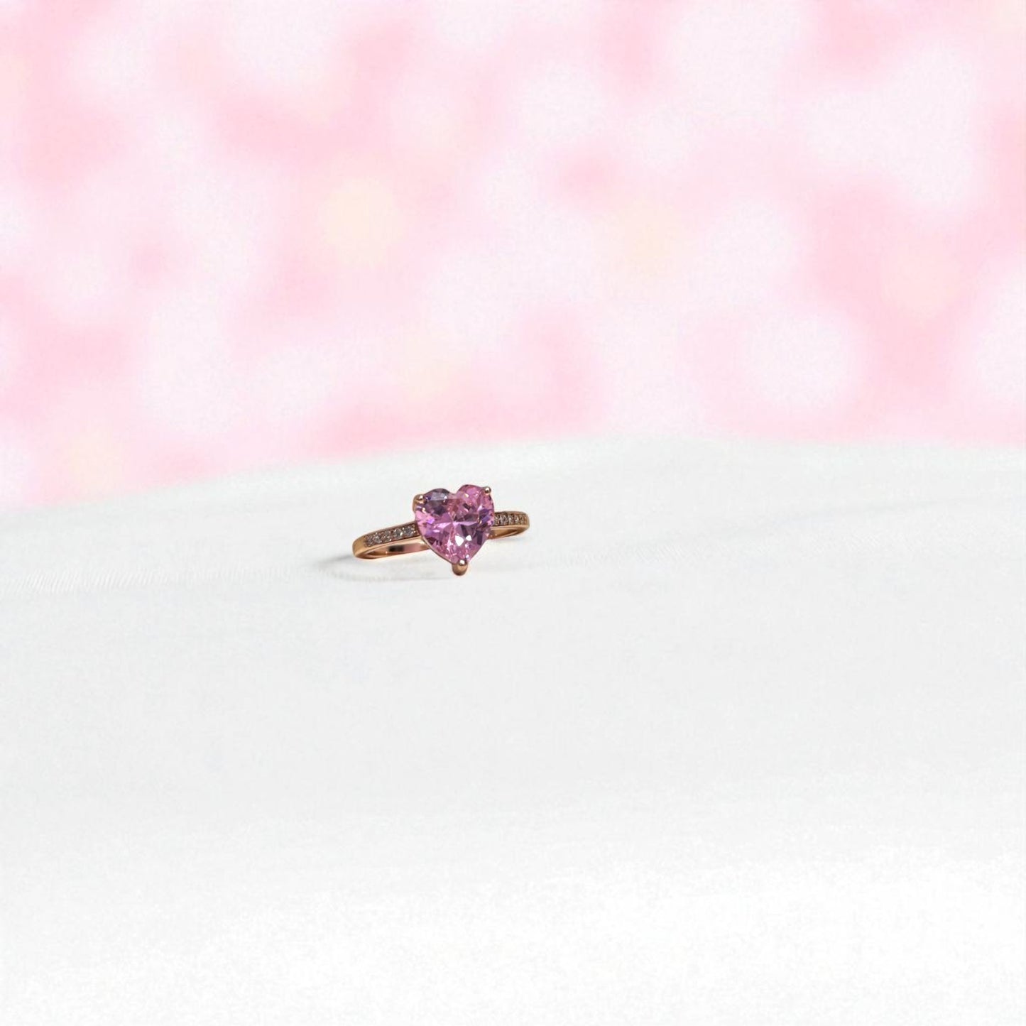 Empress pink heart Gold plated Silver ring