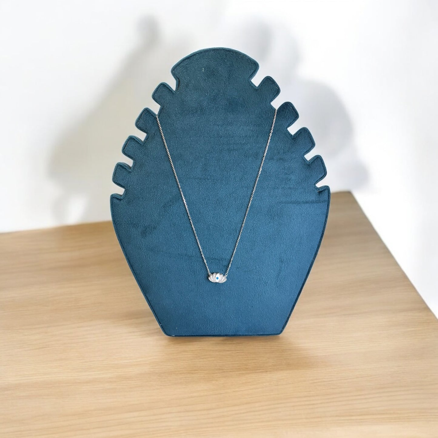 Evil Eye Lotus silver pendant chain