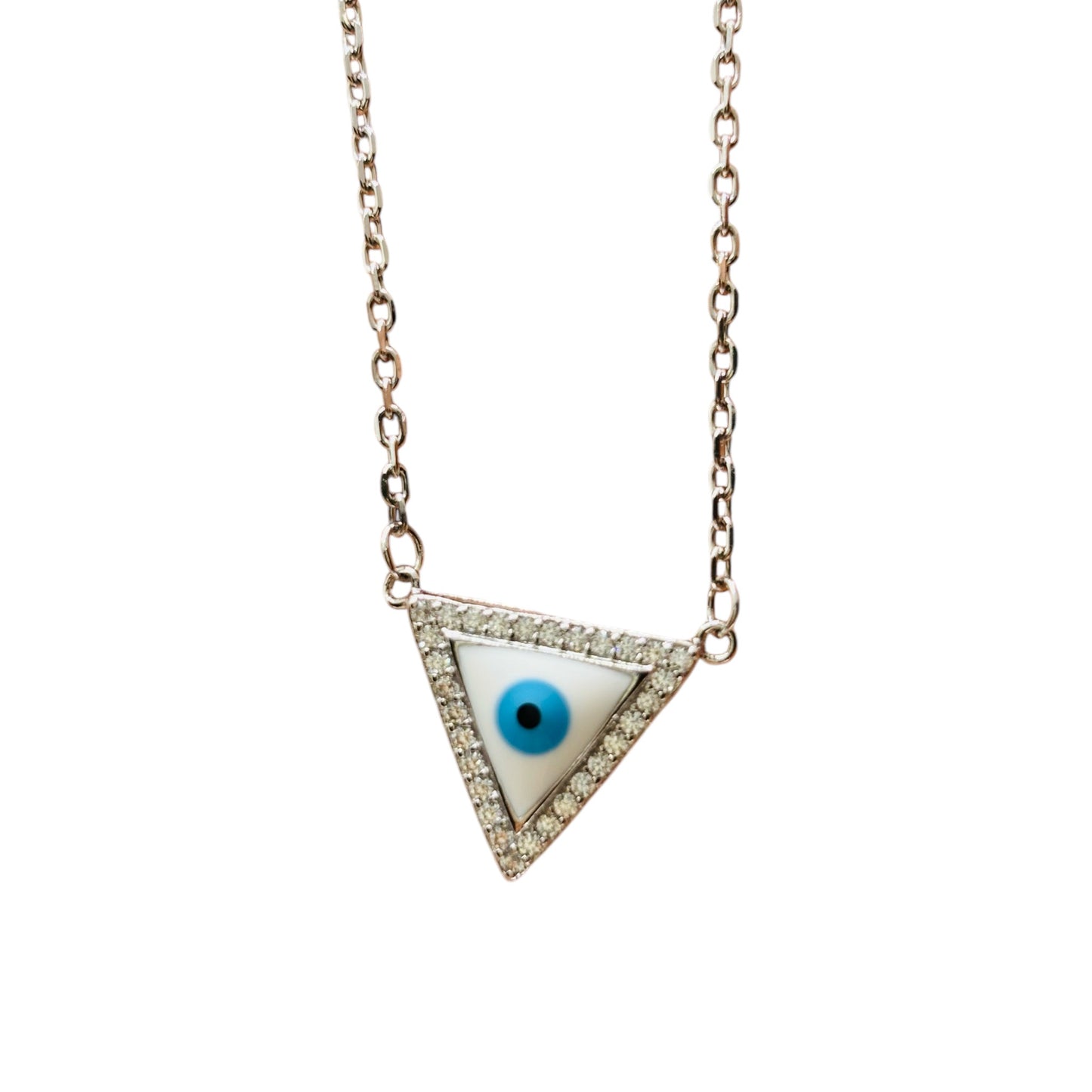Evil Eye Trigon silver pendant chain