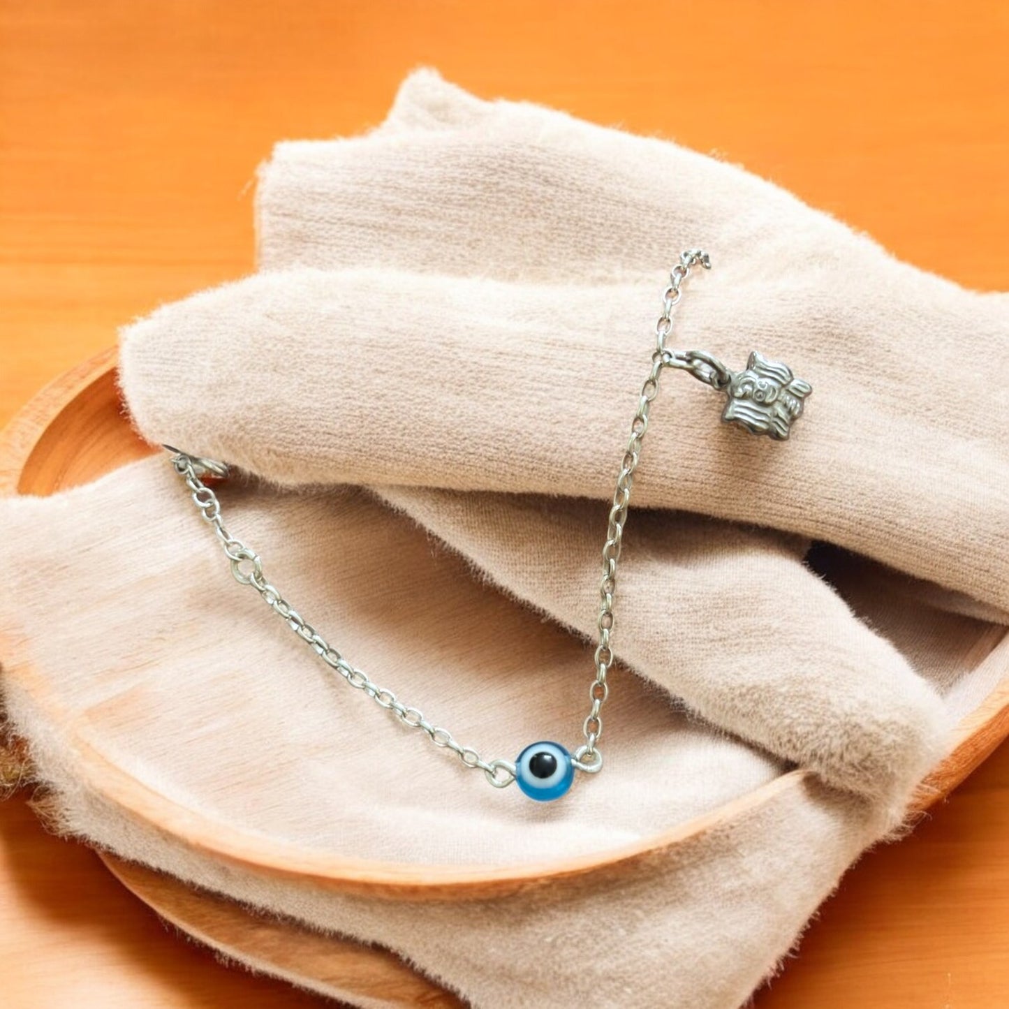 Evil eye charm silver bracelet