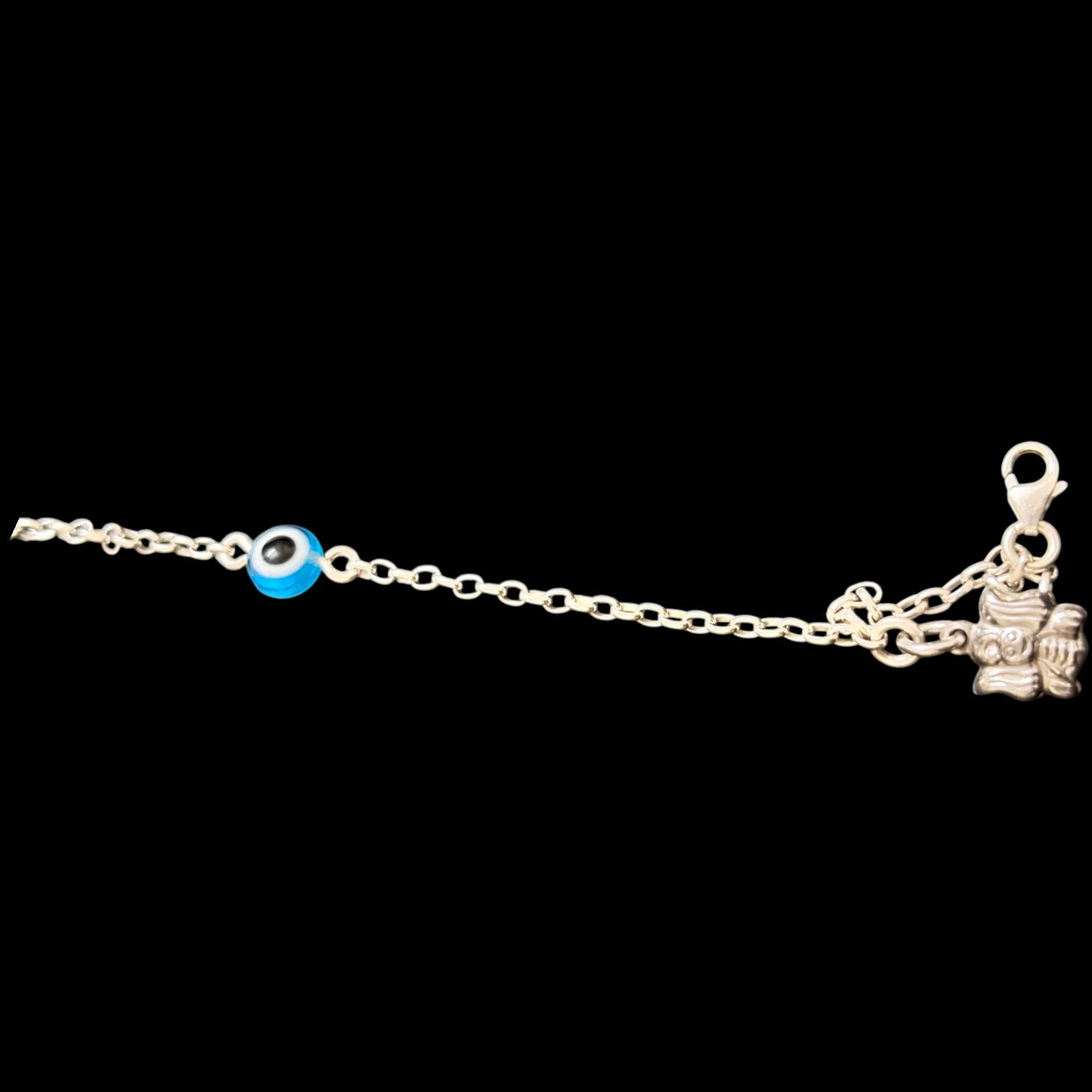 Evil eye charm silver bracelet