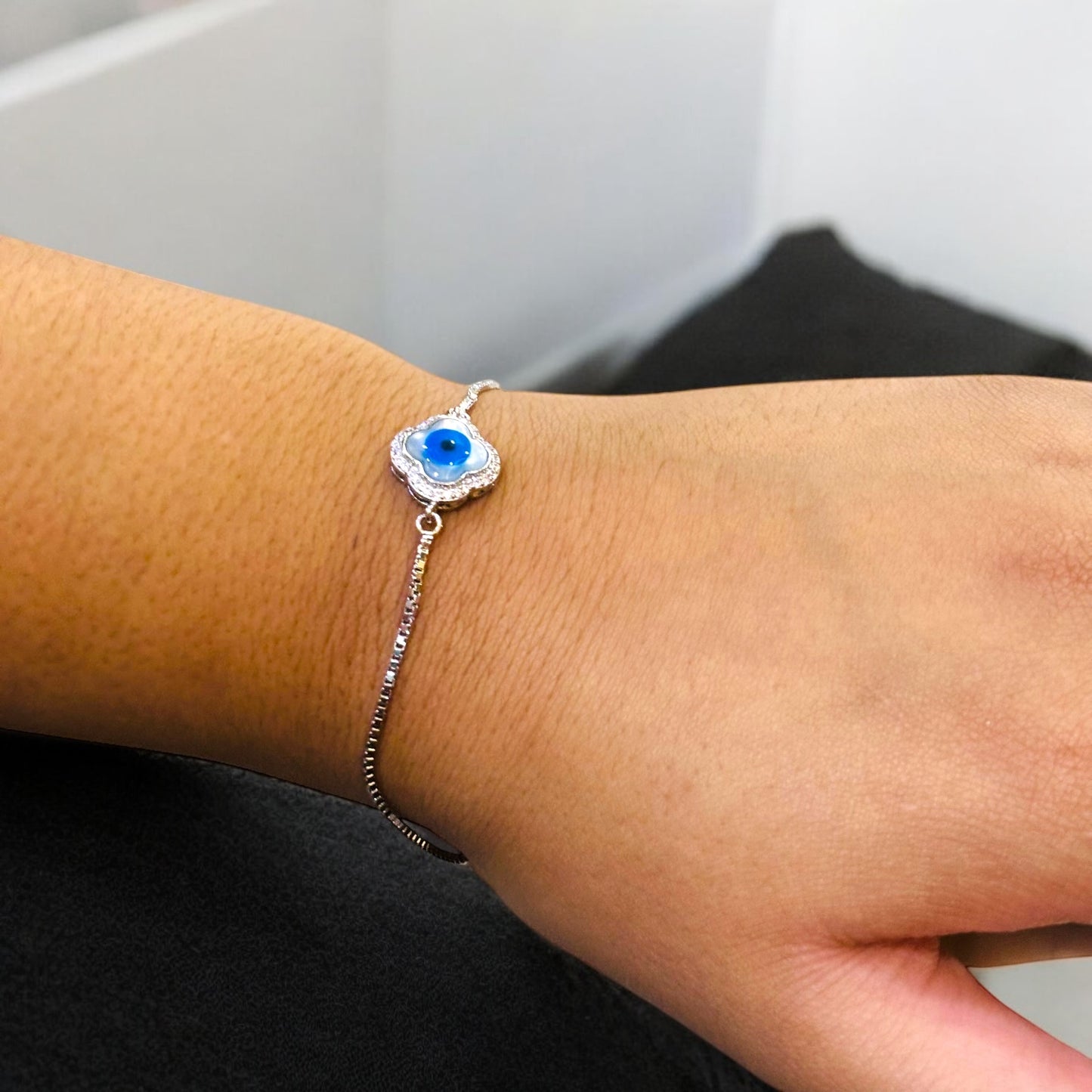 Evil eye flower bracelet