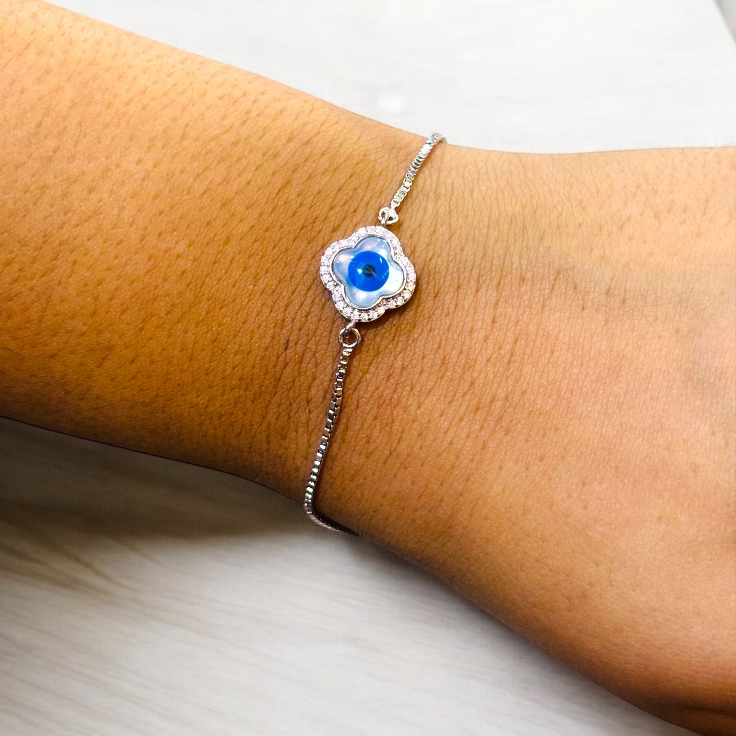 Evil eye flower bracelet
