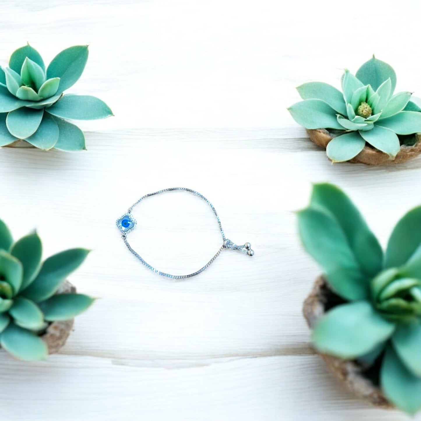 Evil eye flower bracelet