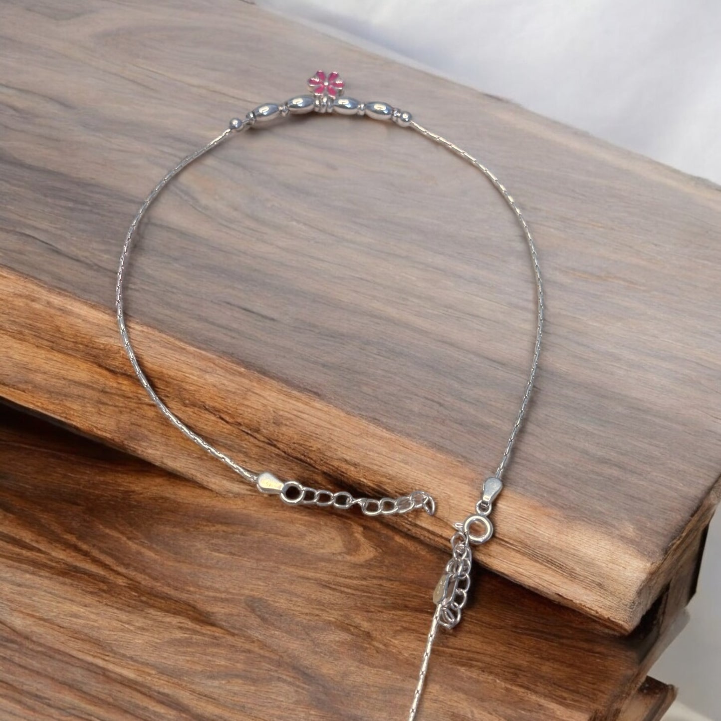 Floral Charm 925 silver anklets