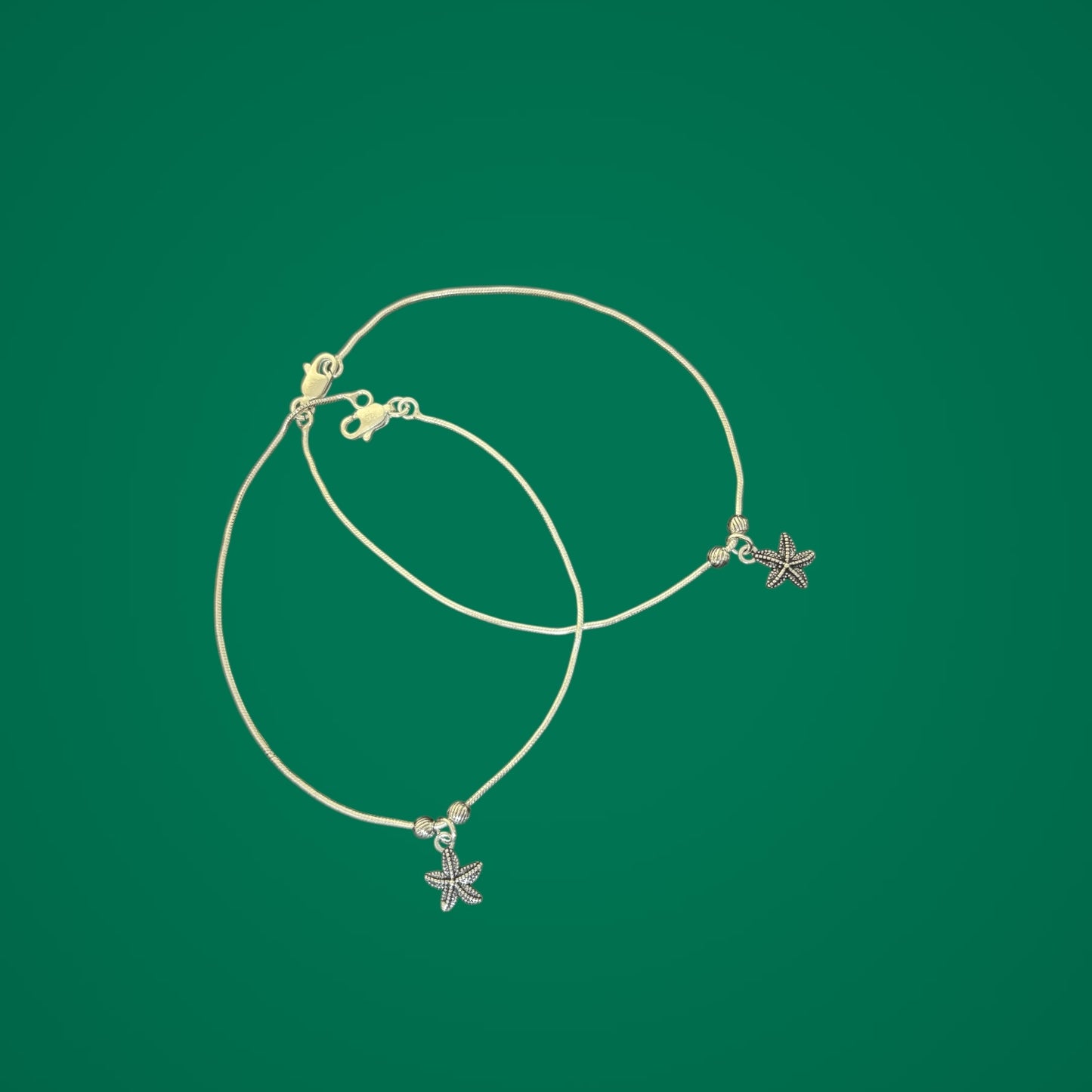 Star Fish Charm Oxidised anklet