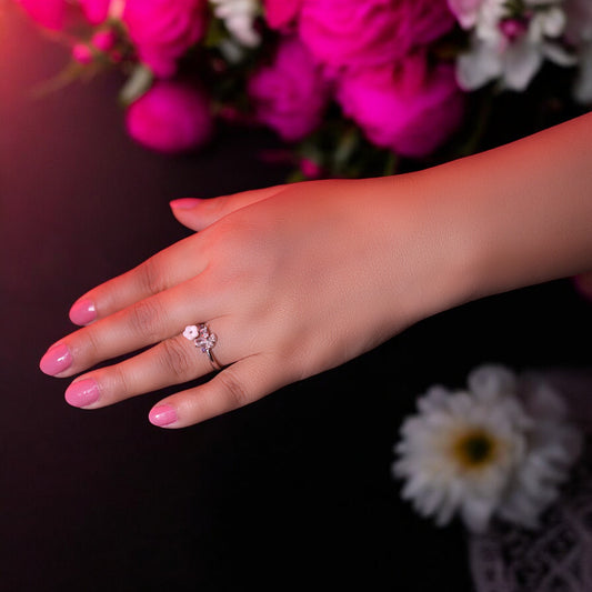 Floral Radiant CZ Silver Ring